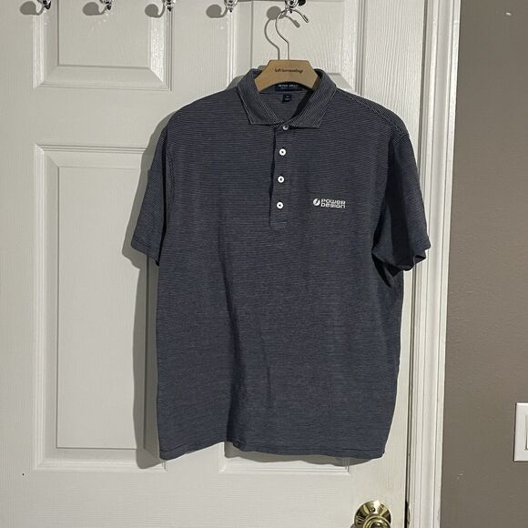 PETER MILLAR Crown Crafted Polo Shirt Men’s Medium Power Design Embroidered Silk - Picture 2 of 10